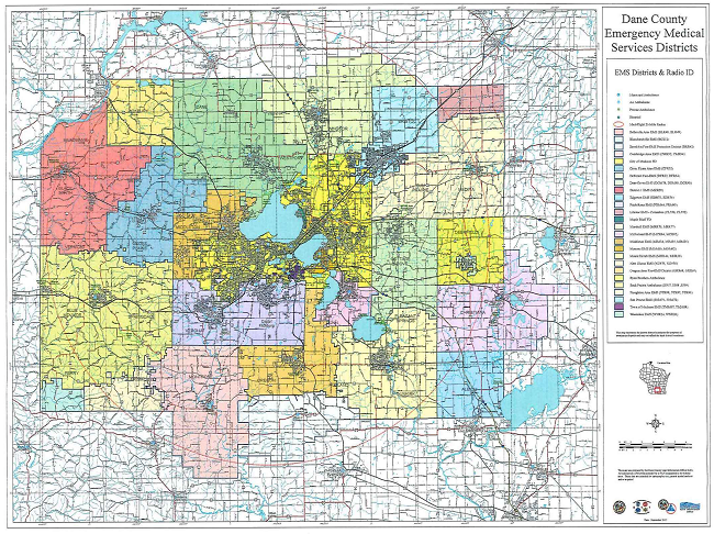 A map of Dane County EMS Districts