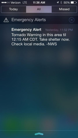 A screenshot of an Emergency Alert 